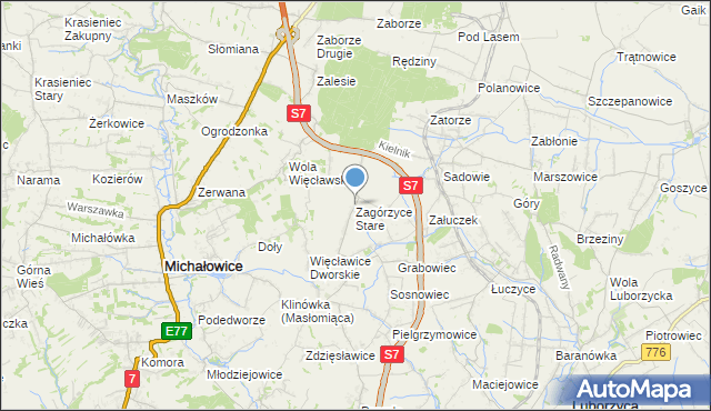 mapa Zagórzyce Stare, Zagórzyce Stare na mapie Targeo